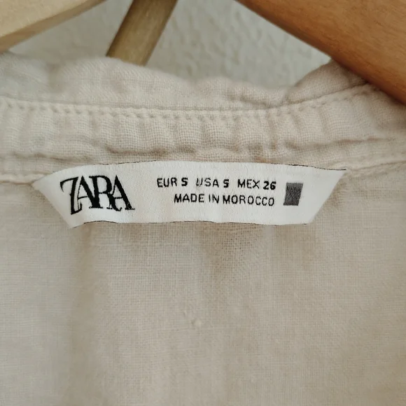 Zara Linen Button Front Cropped Shirt / Size Small - Picture 9 of 10